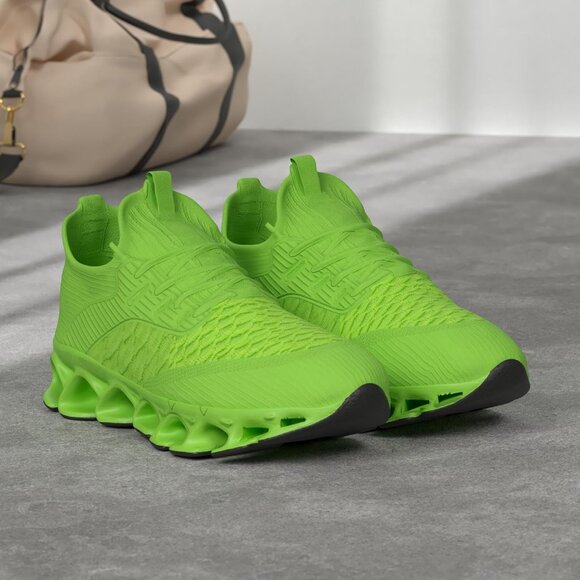 Women Fluorescent Green Walking Running Shoes Blade Sneaker Non-Slip Comfort - Picture 3 of 9